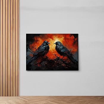 Amazon.com: Lustrous Art Print, Two Mirrored Crows Circling